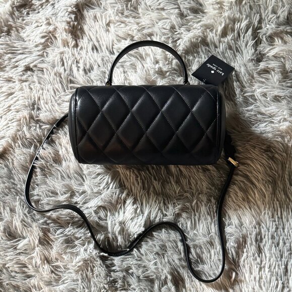 Kate Spade Heart 3D Barrel Quilted Crossbody - Black - Love Shack KK175 - Picture 2 of 10